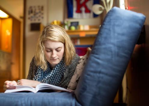 Student studying in scholarship hall